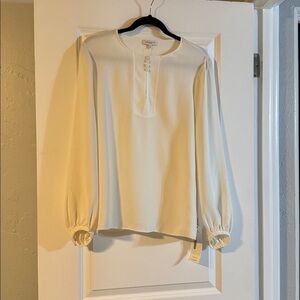 Lafayette 148 New York 100% Silk Off White Blouse XL